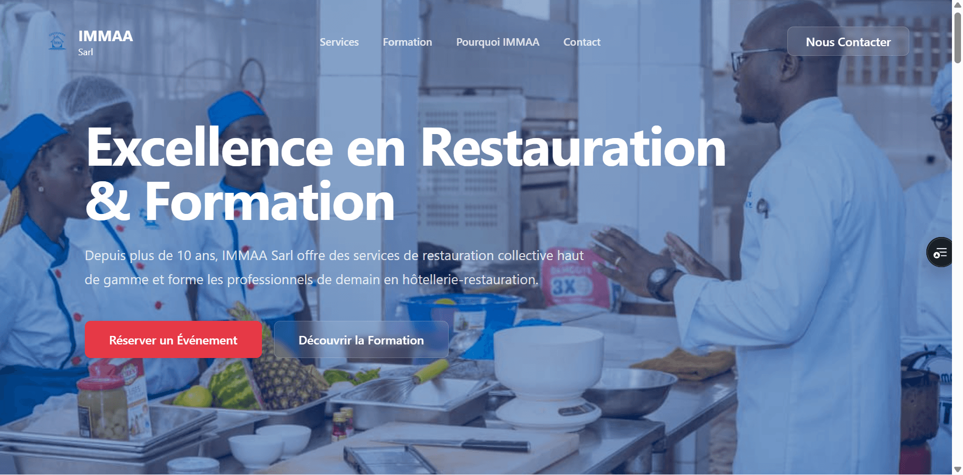 IMMAA Sarl - Excellence en Restauration & Formation - React web development project showcasing full-stack expertise