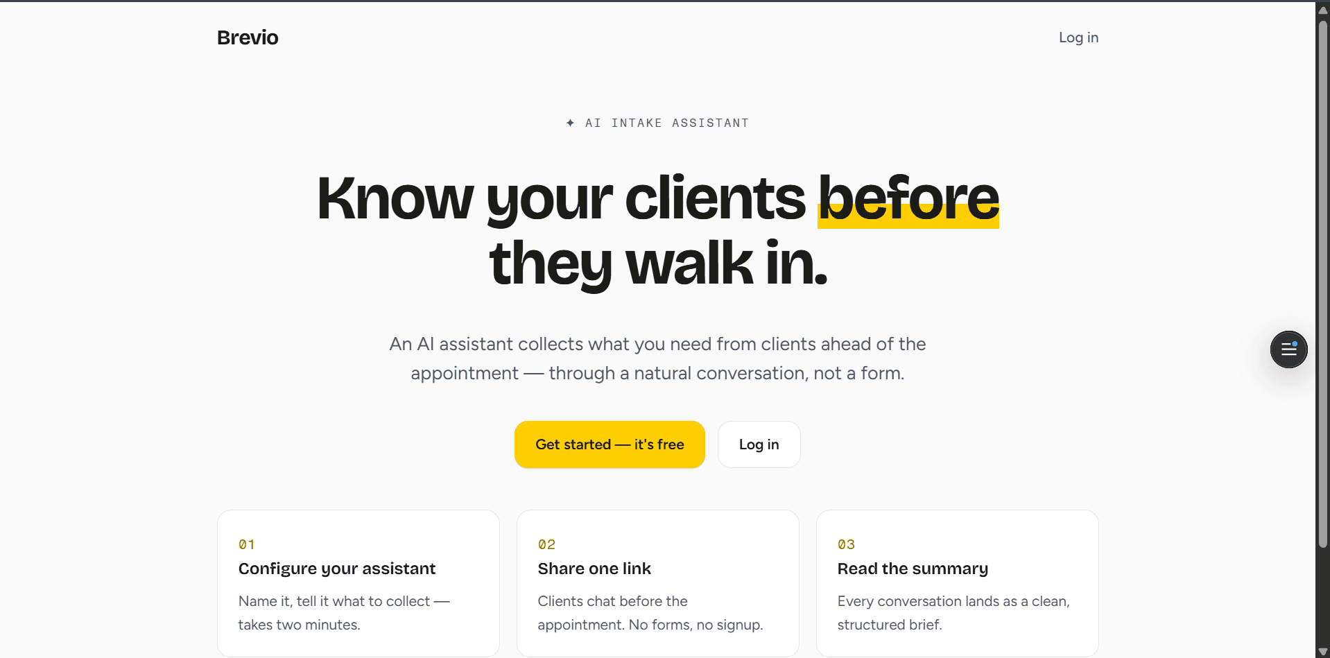 Brevio - React web development project showcasing full-stack expertise
